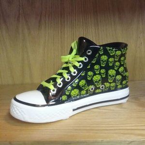 Black Neon Yellow Skull Shoe Piggy Bank